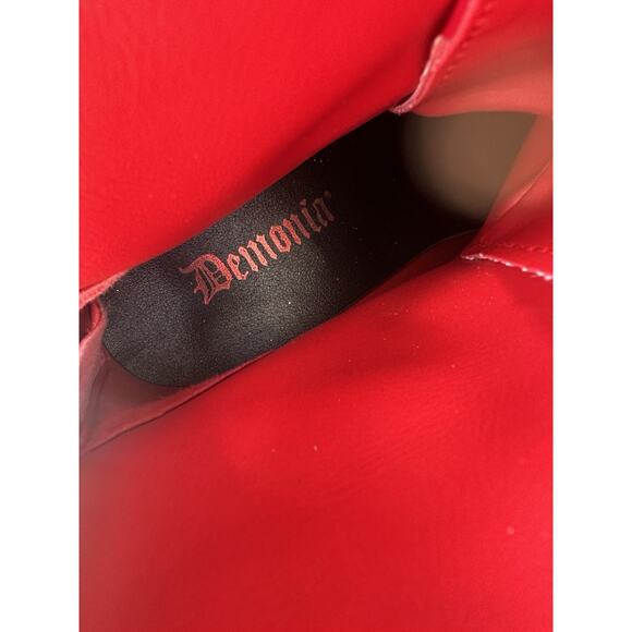 Demonia Camel 203 Red Patent Leather Platform Boots Women's Size 7 - Picture 11 of 15